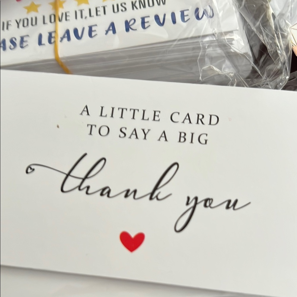 Thank You Cards set of 50 and 500 stickers Set with Floral and Heart Designs - Picture 4 of 6